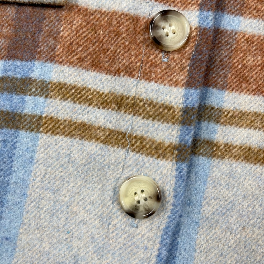 Ford Bronco Flannel Shirt Womens Small Blue Brown Plaid Graphic Back Shacket - Picture 8 of 12